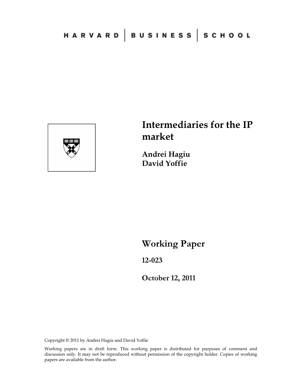 Intermediaries for the IP Market Working Paper