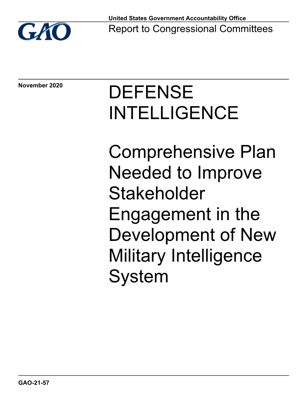 Gao-21-57, Defense Intelligence