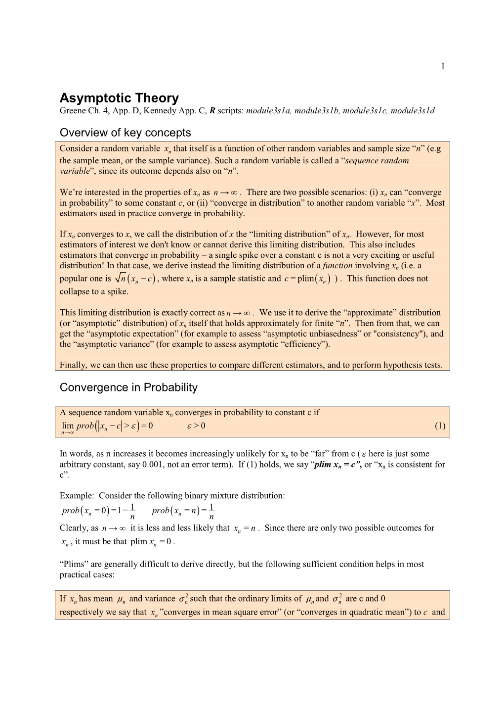 Asymptotic Theory Greene Ch