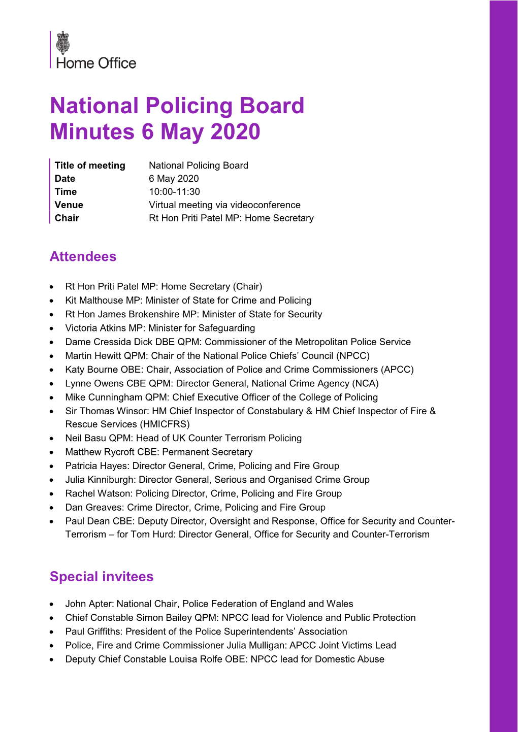 National Policing Board Minutes 6 May 2020