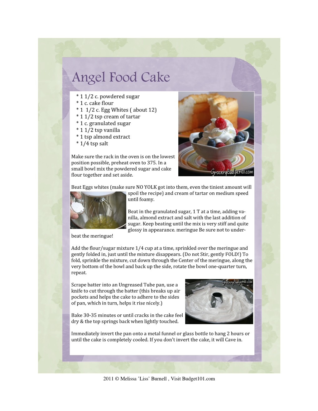 Main Dishes Angel Food Cake