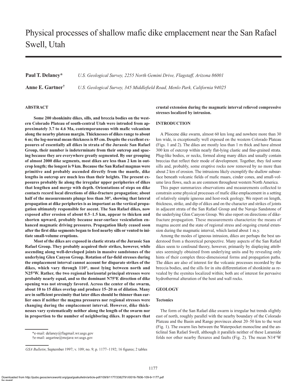 GSA Bulletin: Physical Processes of Shallow Mafic Dike Emplacement