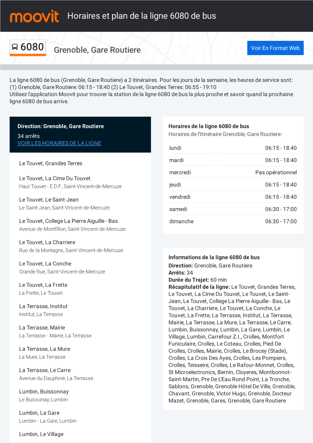 Horaires Et Trajet De La Ligne 6080 De Bus Sur Une Carte