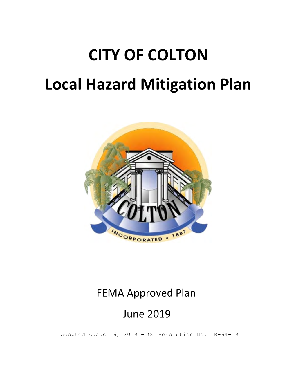 CITY of COLTON Local Hazard Mitigation Plan