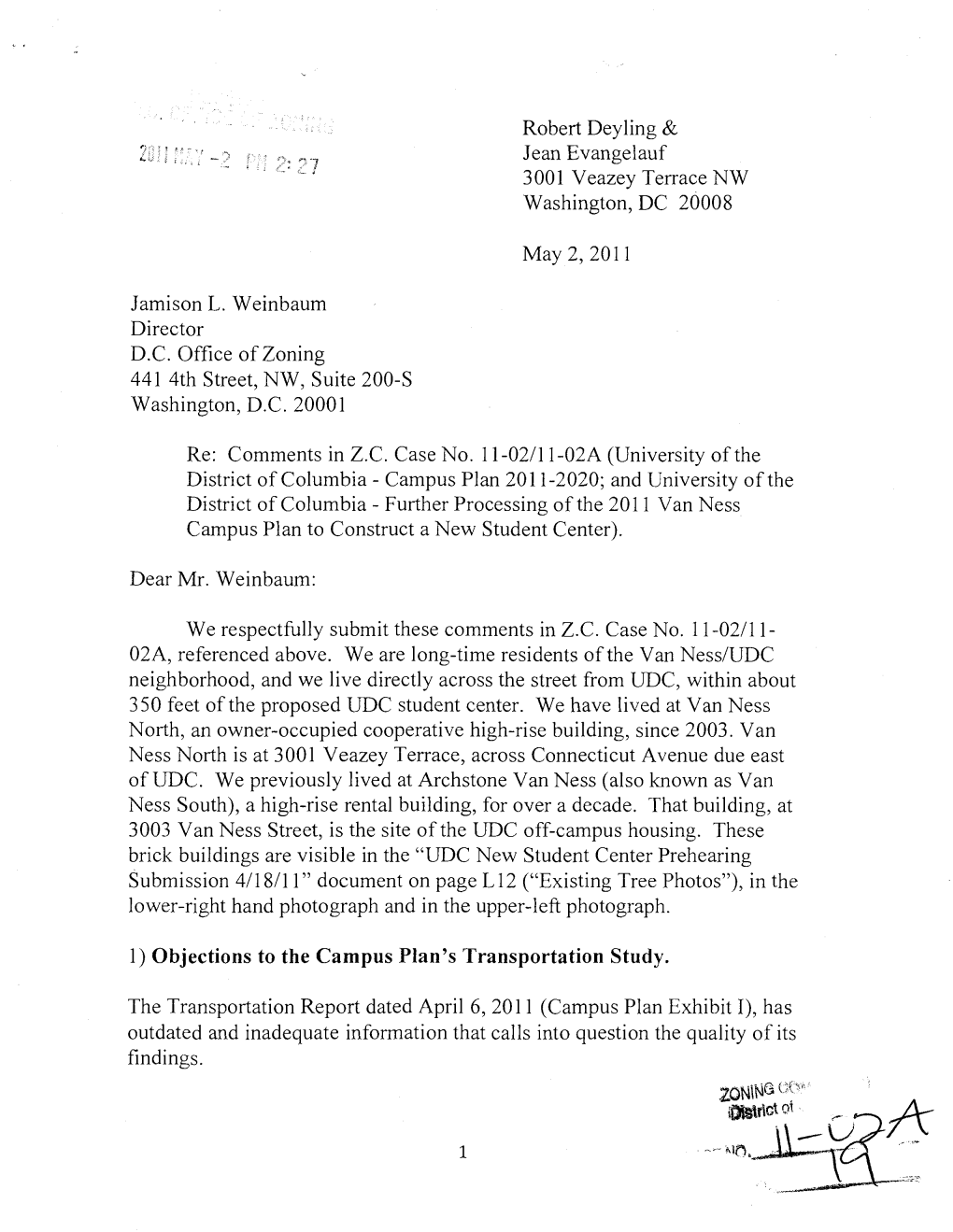 Jamison L. Weinbaum Director D.C. Office of Zoning 441 4Th Street, NW, Suite 200-S Washington, D.C