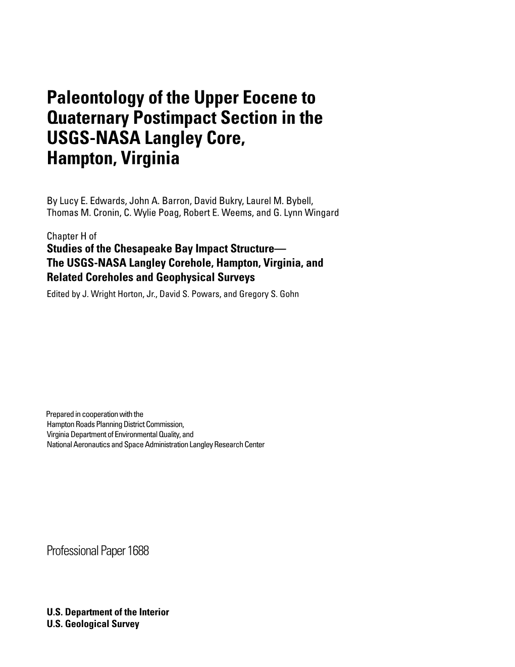 Paleontology of the Upper Eocene to Quaternary Postimpact Section in the USGS-NASA Langley Core, Hampton, Virginia