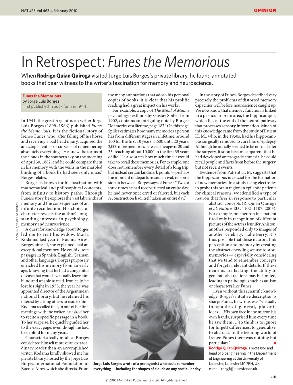 In Retrospect: Funes the Memorious