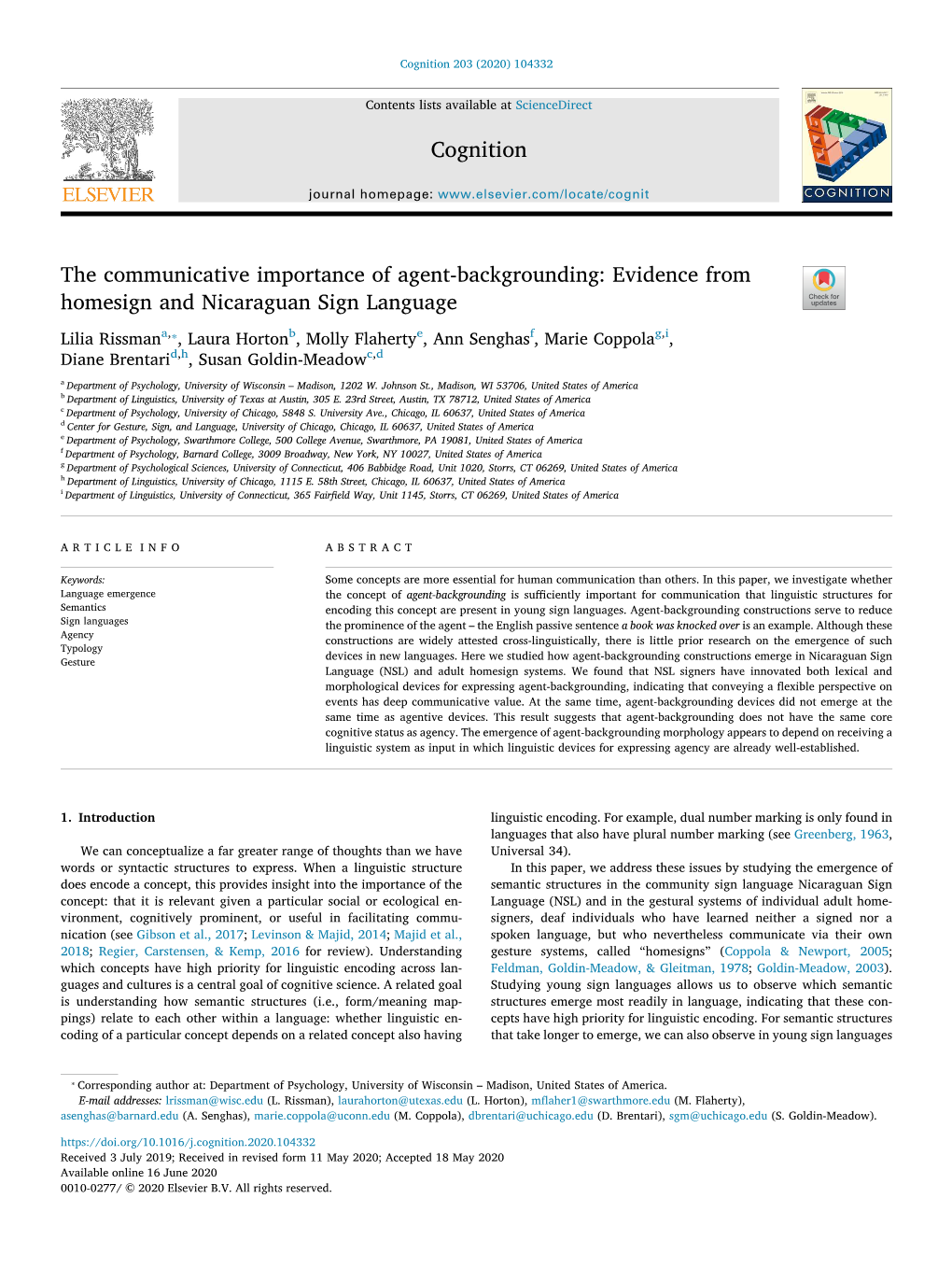 Evidence from Homesign and Nicaraguan Sign Language