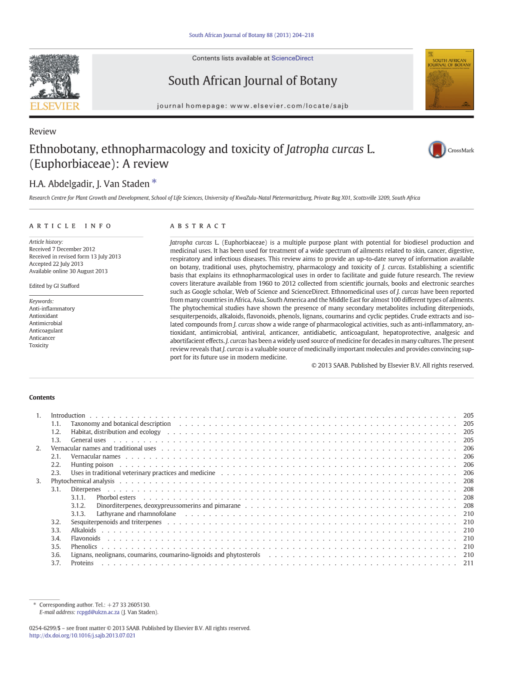 Ethnobotany, Ethnopharmacology and Toxicity of Jatropha Curcas L. (Euphorbiaceae): a Review