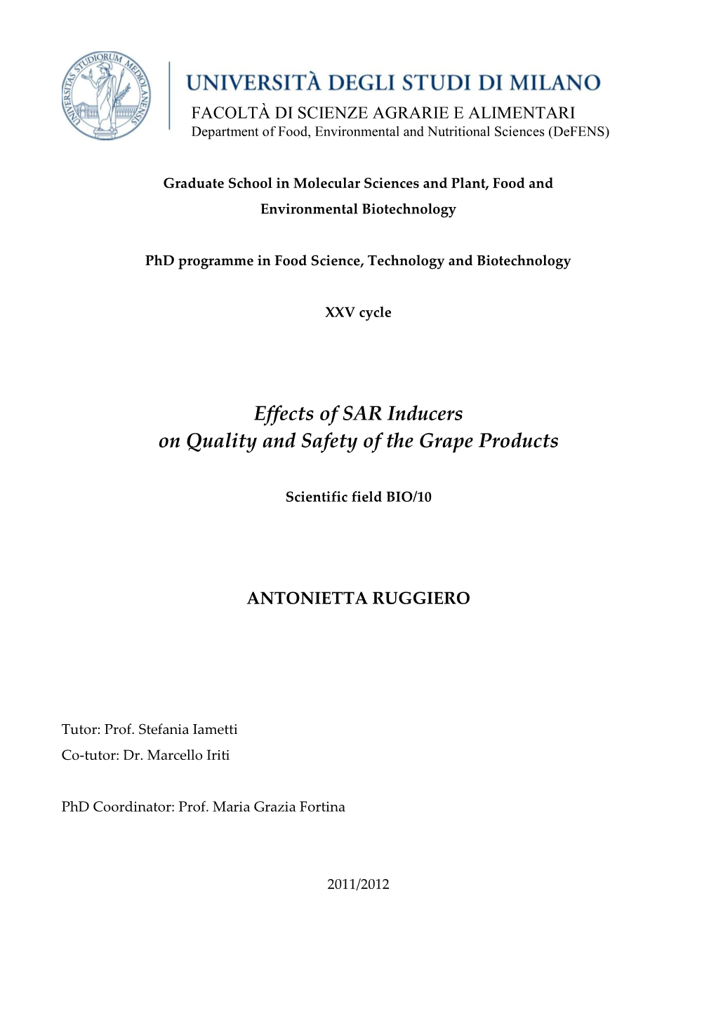 Effects of SAR Inducers on Quality and Safety of the Grape Products