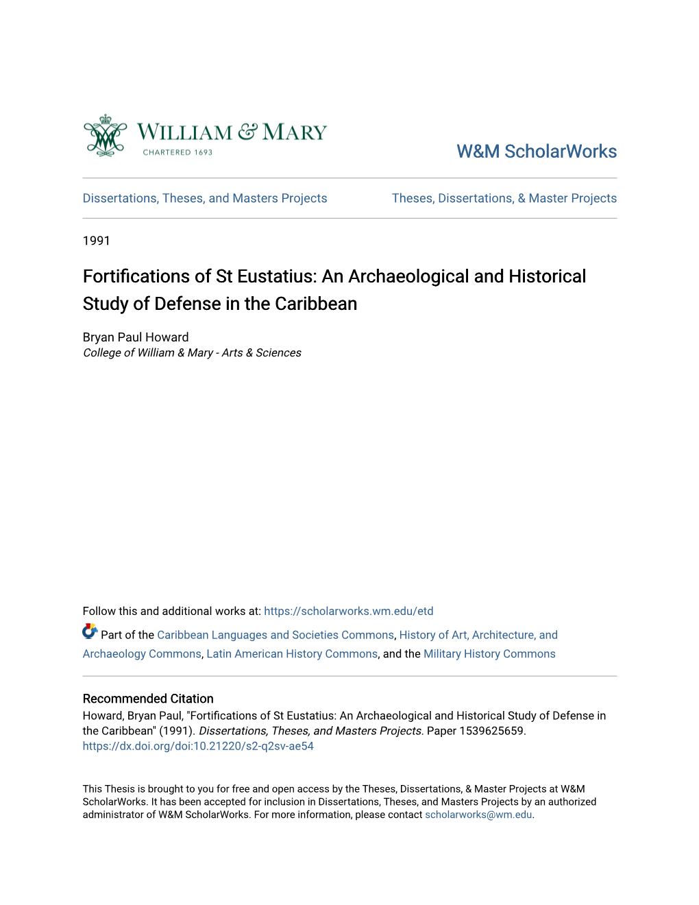 Fortifications of St Eustatius: an Archaeological and Historical Study of Defense in the Caribbean