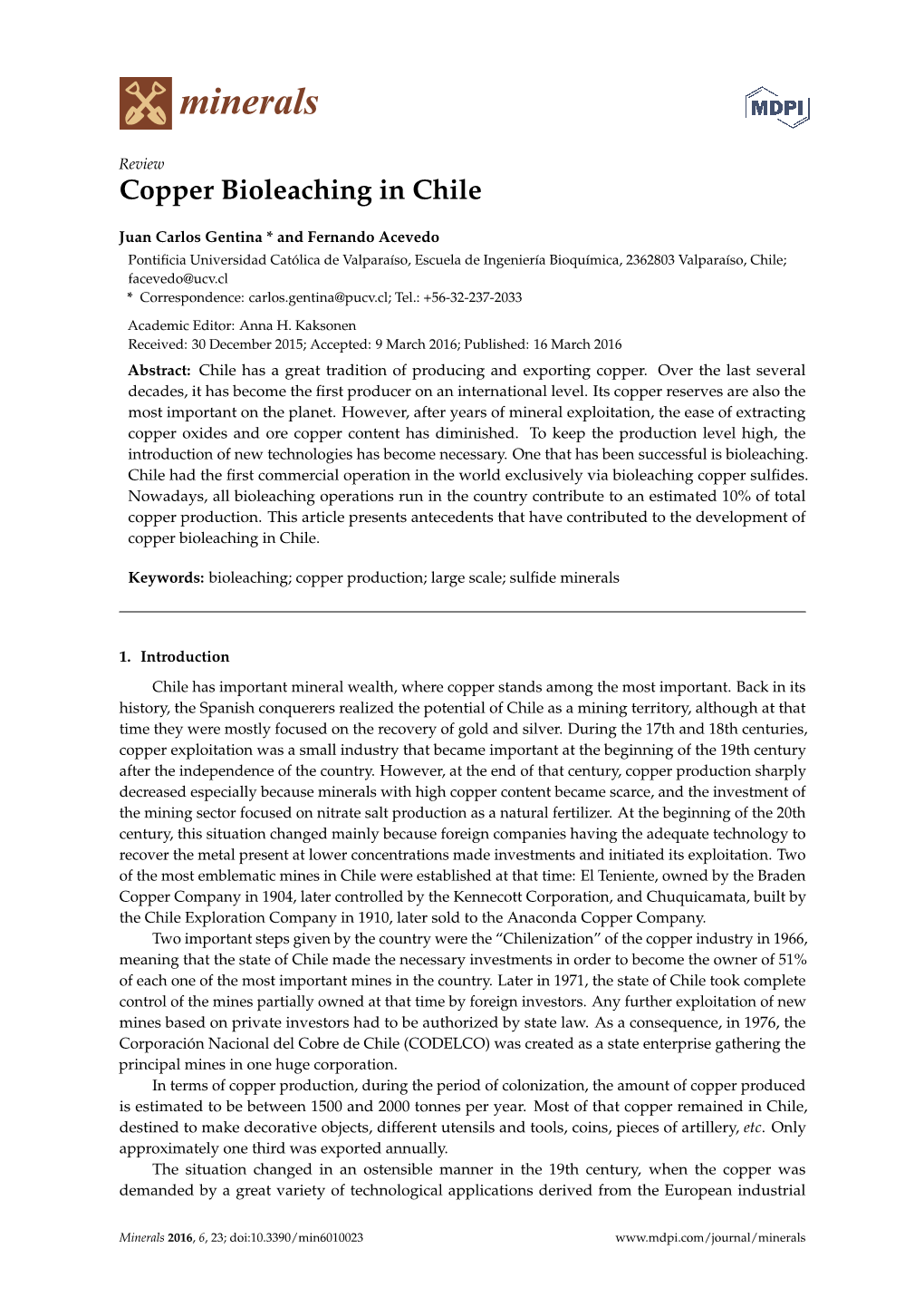 Copper Bioleaching in Chile