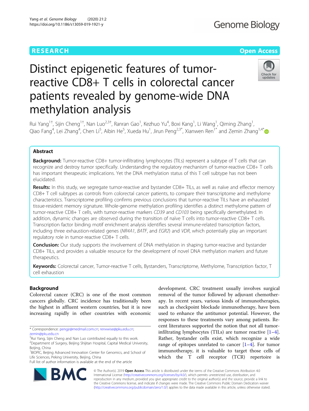 Reactive CD8+ T Cells in Colorectal Cancer Patients Revealed By