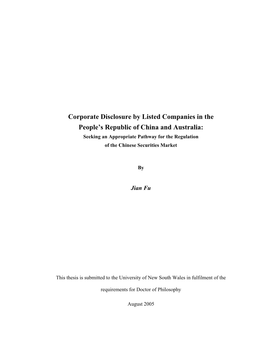 Corporate Disclosure by Listed Companies in The