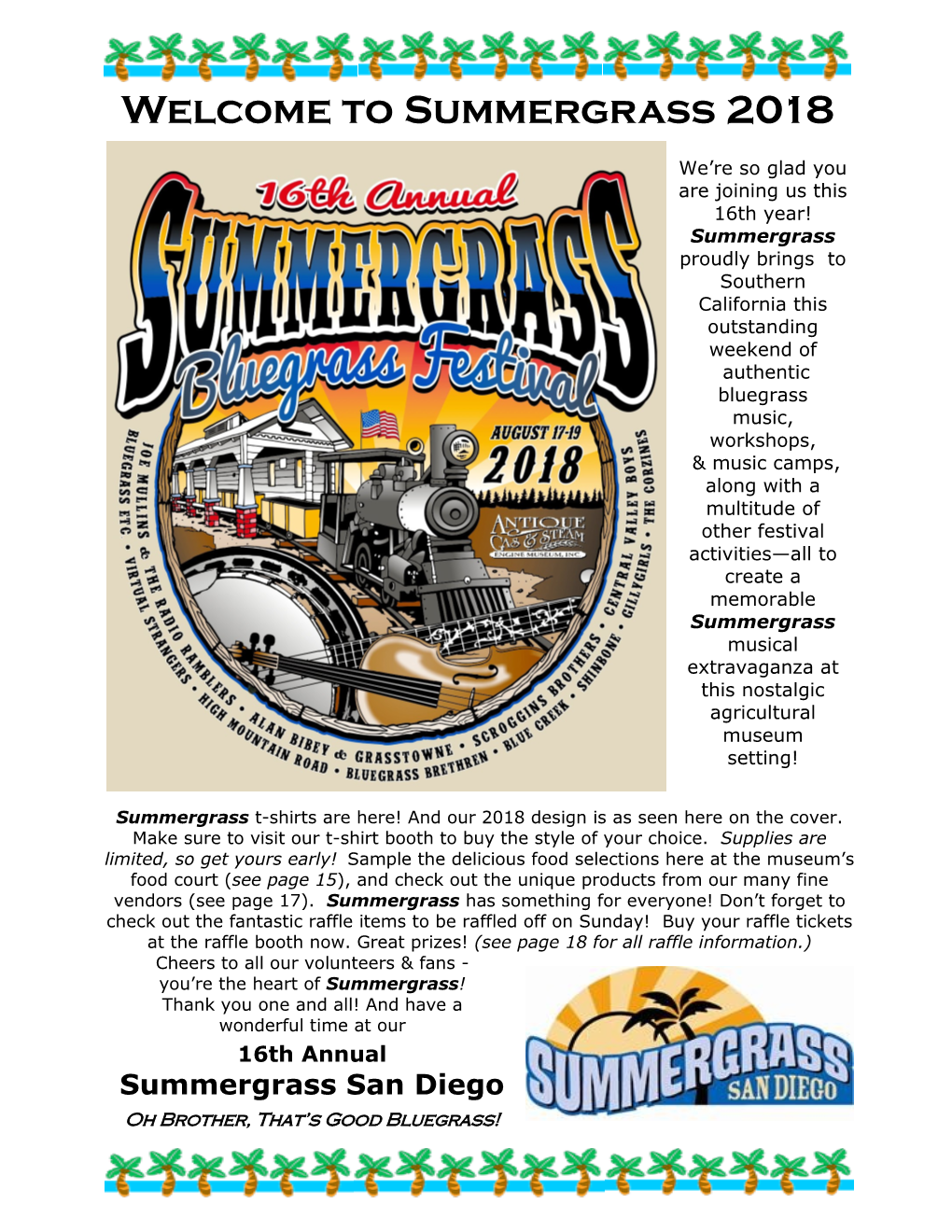 Summergrass 2018 Summergrass to Welcome