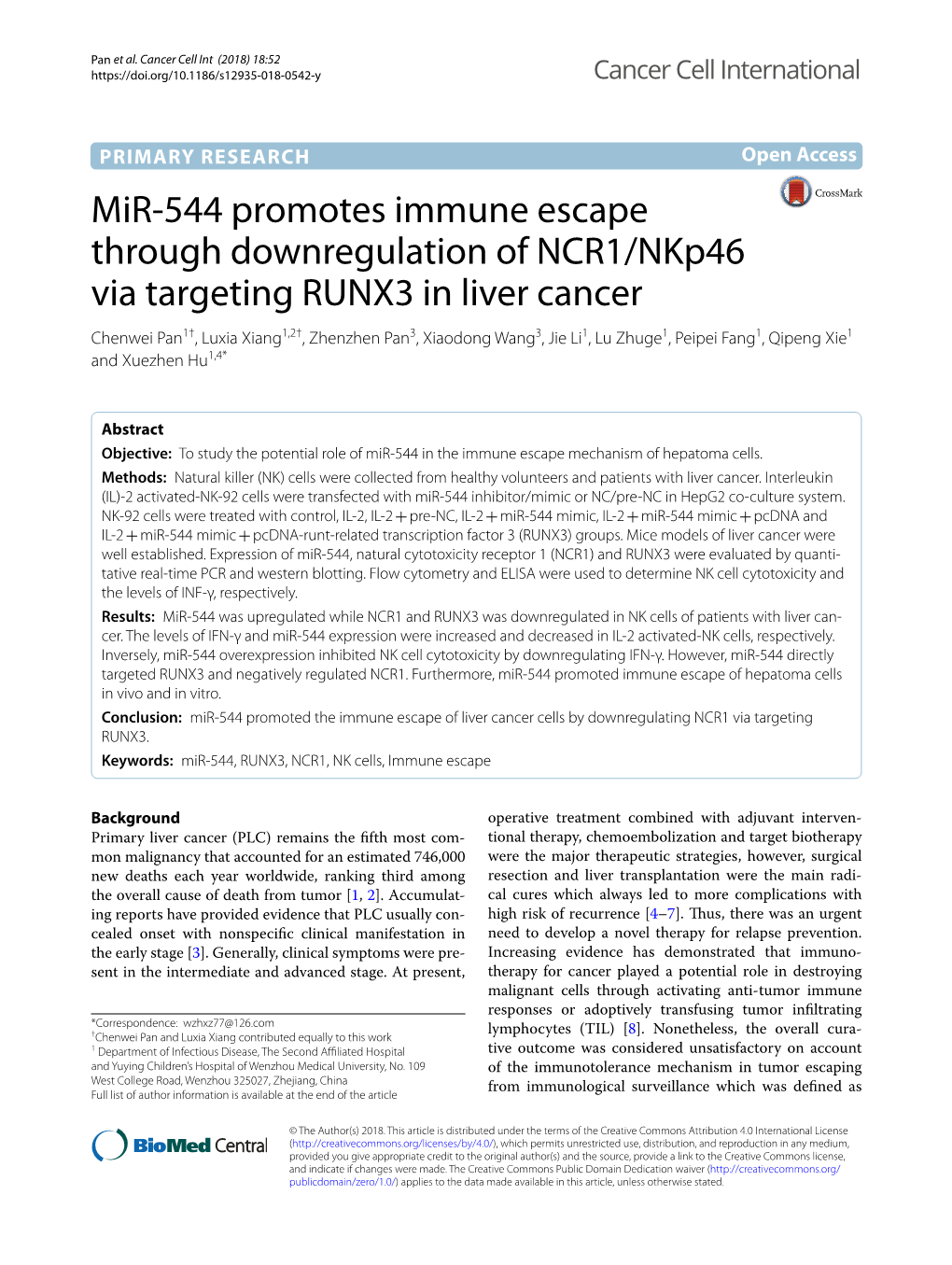 Mir-544 Promotes Immune Escape Through Downregulation of NCR1