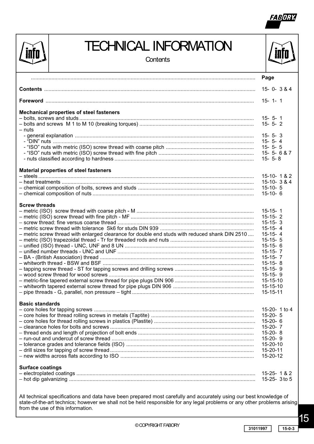 Mettex Fasteners Technical Information