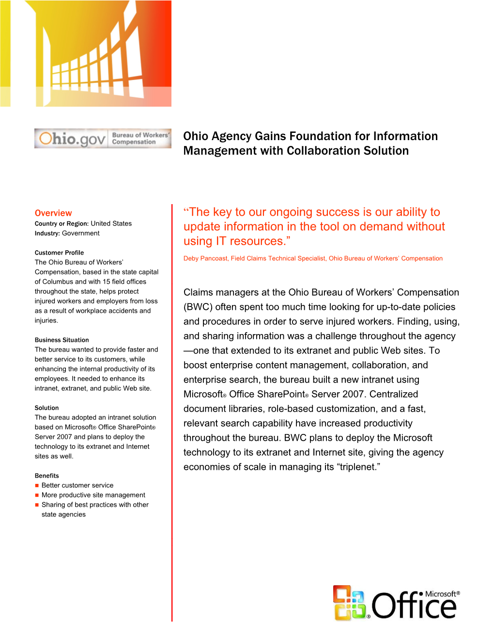 Ohio Agency Gains Foundation for Information Management with Collaboration Solution