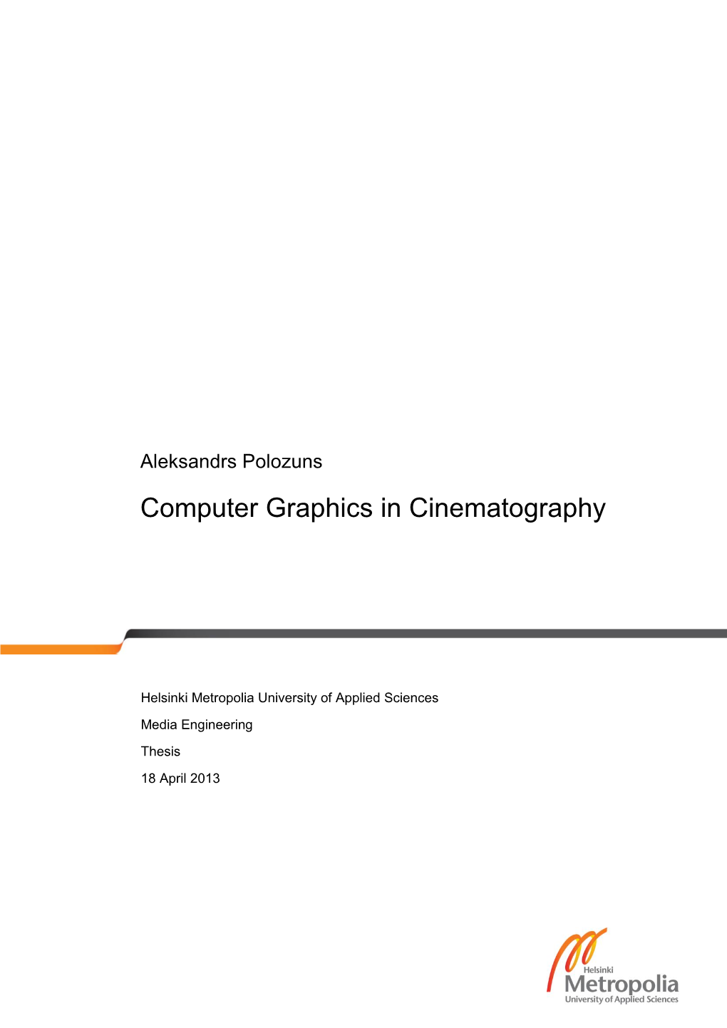 Computer Graphics in Cinematography