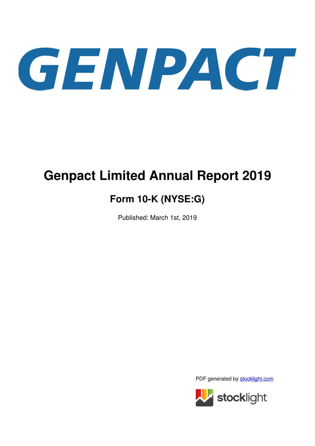 Genpact Limited Annual Report 2019