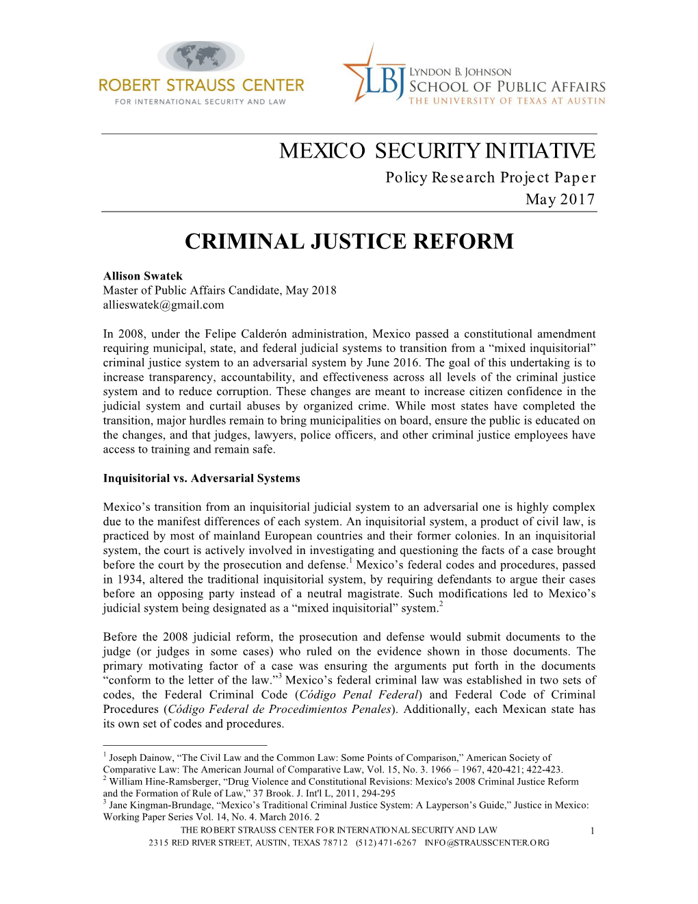 Mexico Security Initiative Criminal Justice Reform