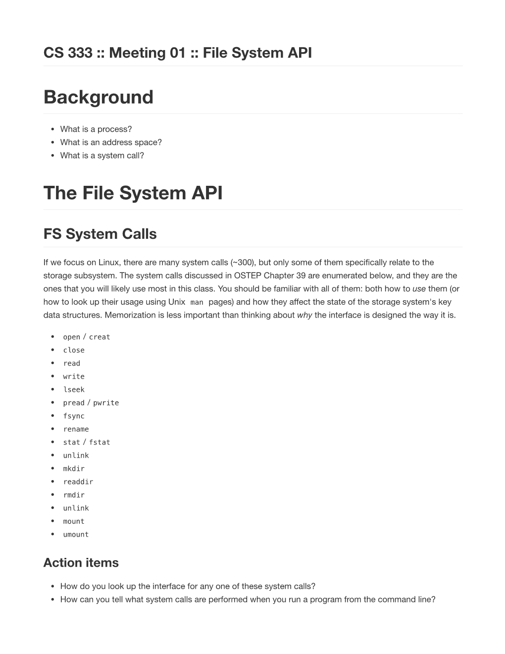 Background the File System
