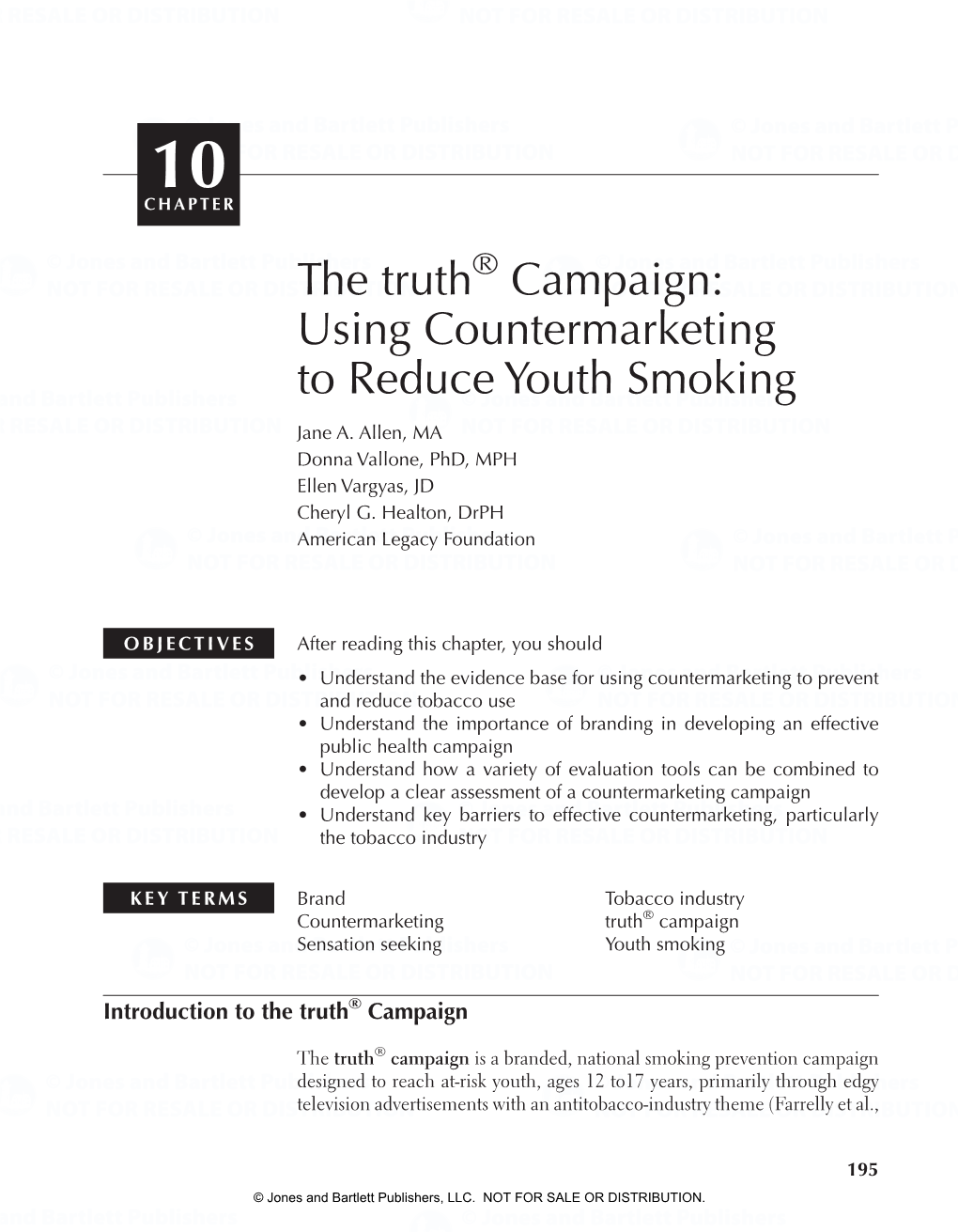 The Truth Campaign: Using Countermarketing to Reduce Youth