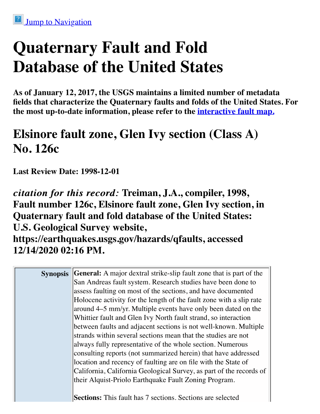 Quaternary Fault and Fold Database of the United States