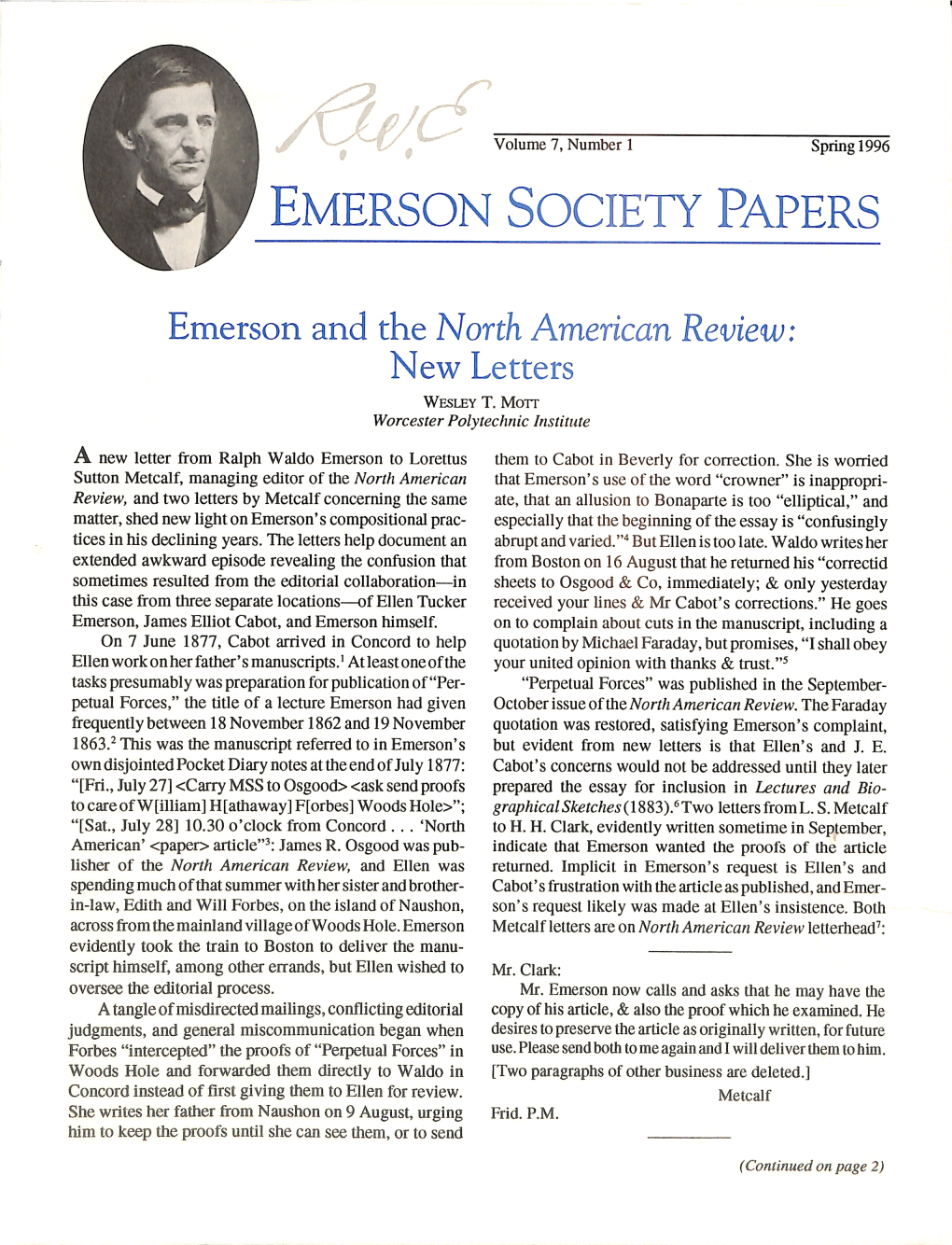 Emerson Society Papers