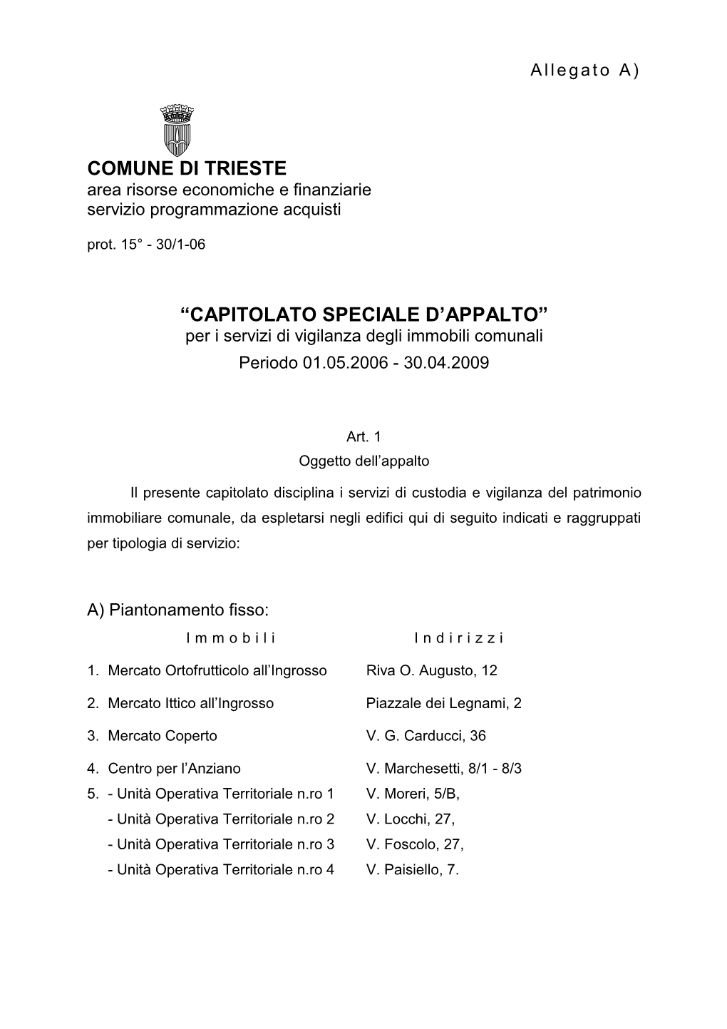 Capitolato Speciale D'appalto