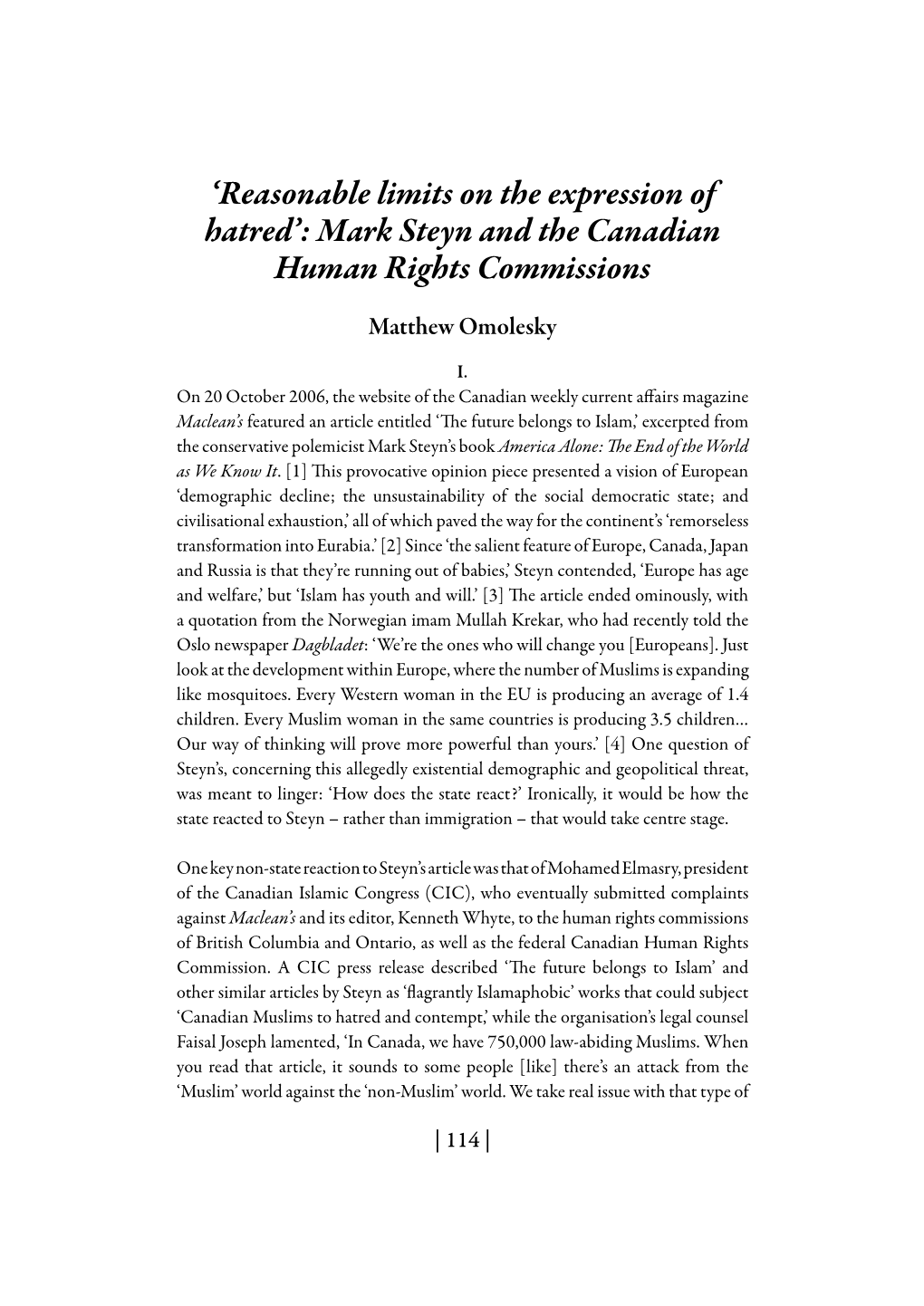 Mark Steyn and the Canadian Human Rights Commissions