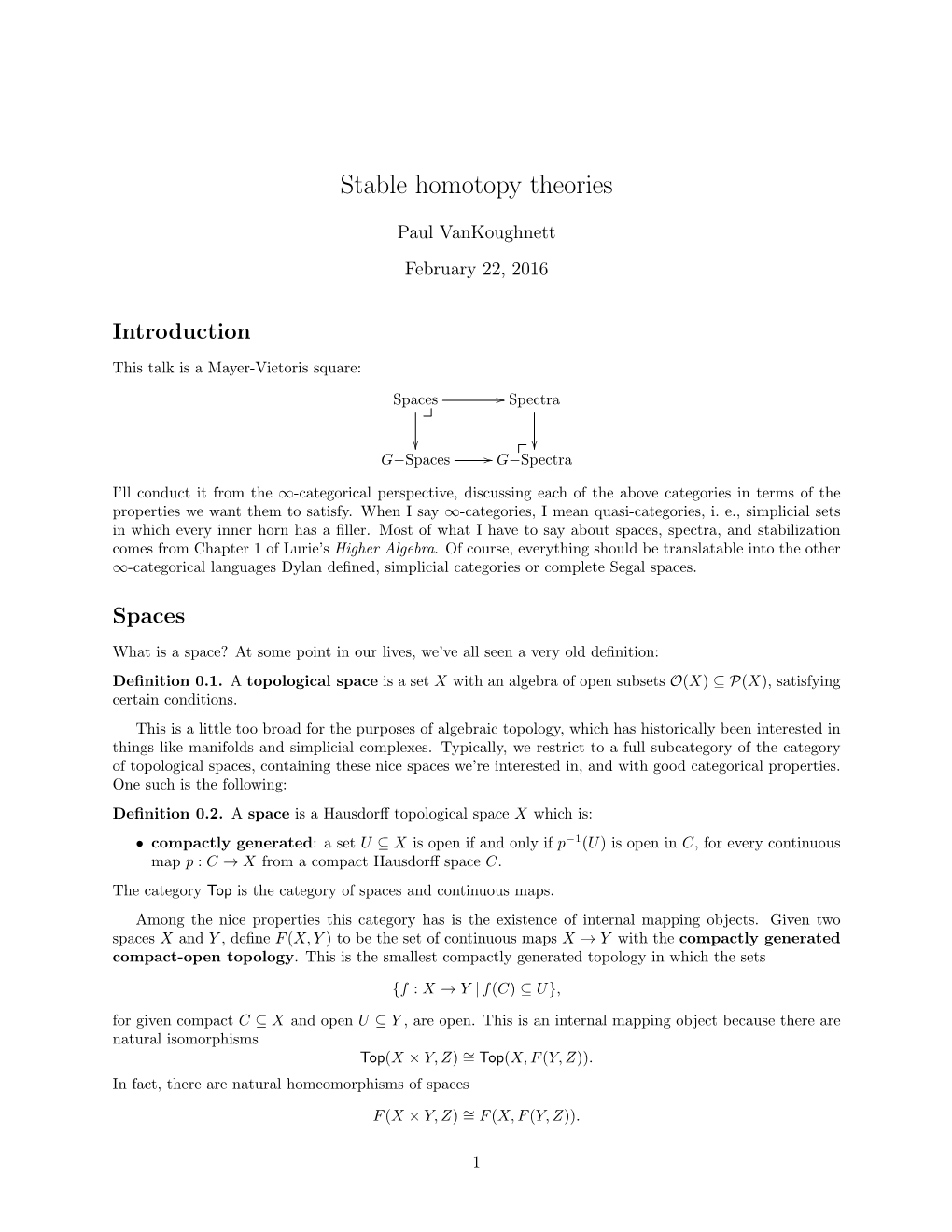 Stable Homotopy Theories