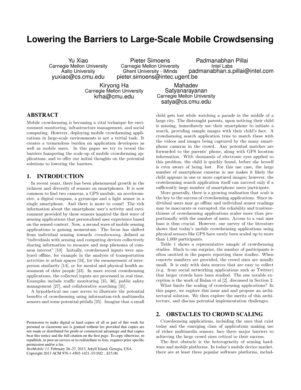 Lowering the Barriers to Large-Scale Mobile Crowdsensing