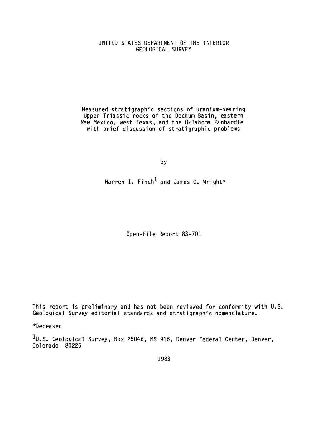 Measured Strati Graphic Sections of Uranium-Bearing Upper Triassic