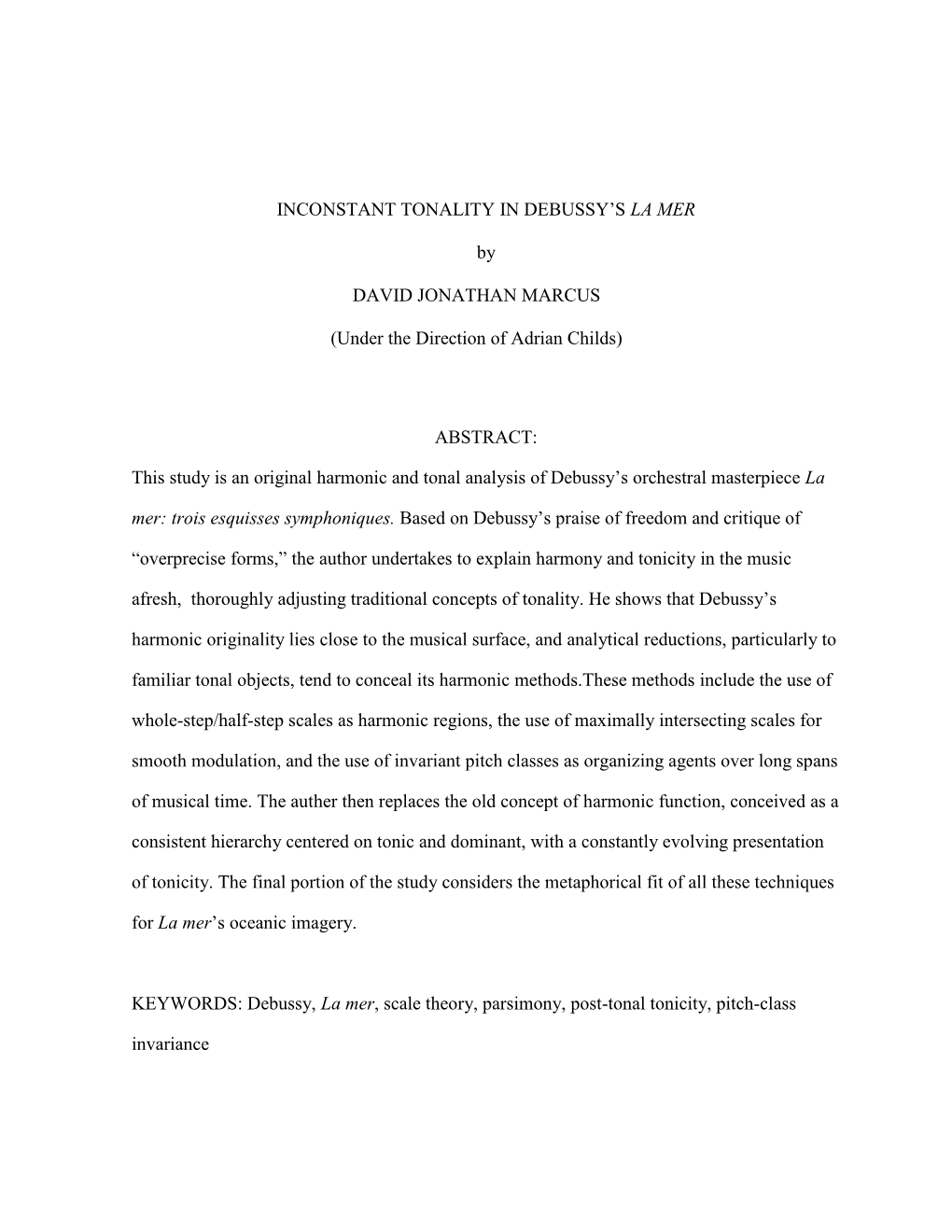 Inconstant Tonality in Debussy's La