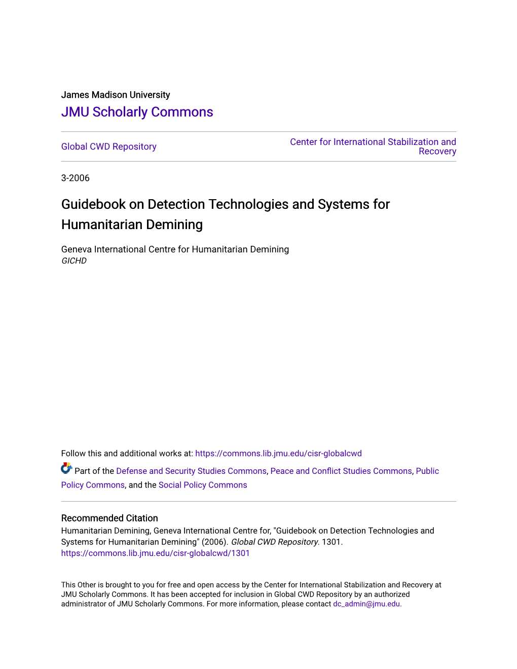 Guidebook on Detection Technologies and Systems for Humanitarian Demining