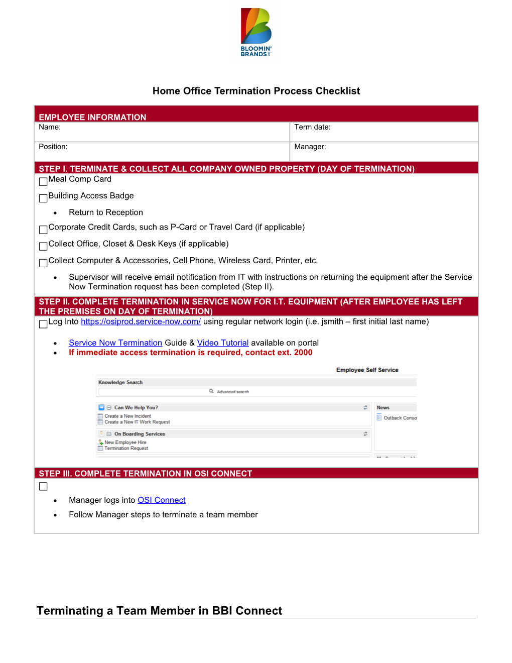 Termination Process Checklist