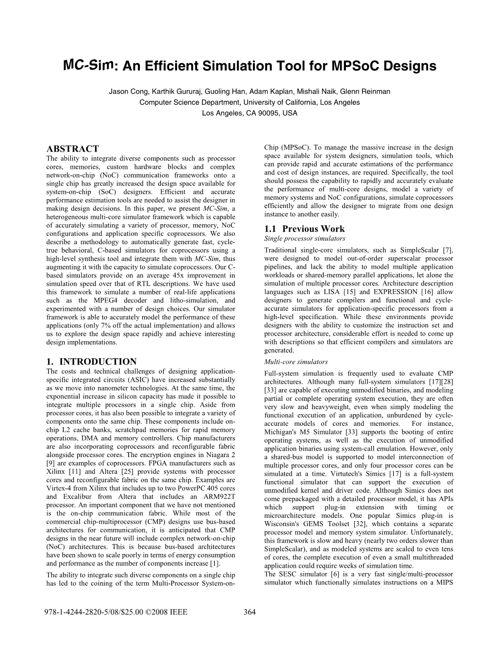 MC-Sim: an Efficient Simulation Tool for Mpsoc Designs