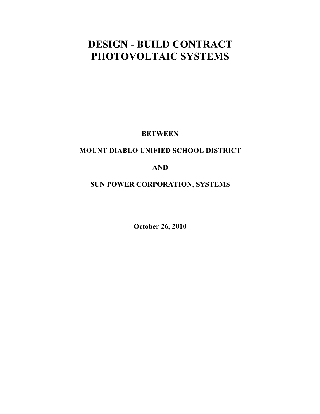 Design - Build Contract Photovoltaic Systems