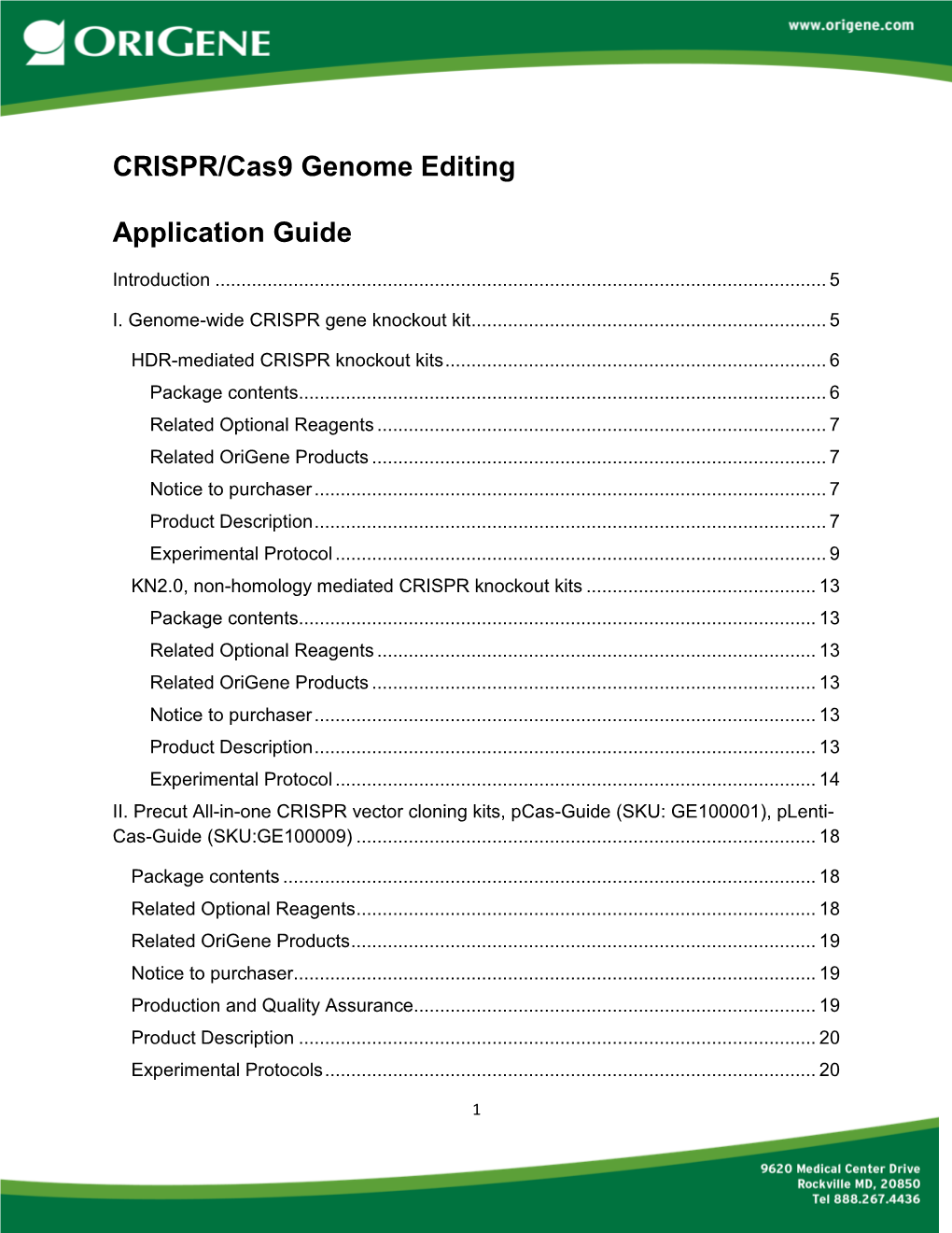 CRISPR/Cas9 Genome Editing Application Guide