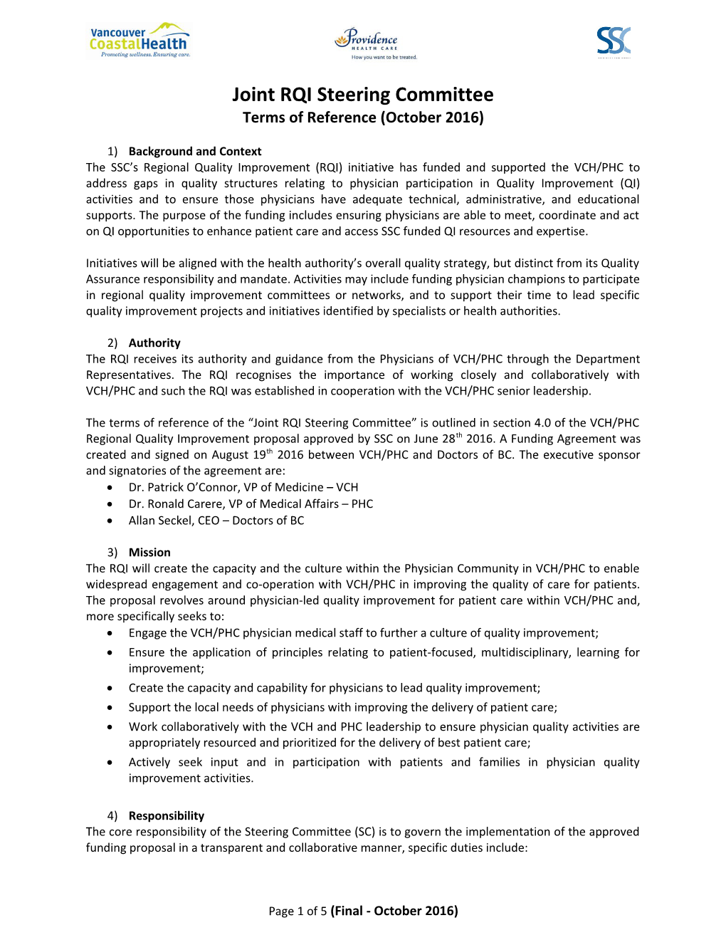 Joint RQI Steering Committee