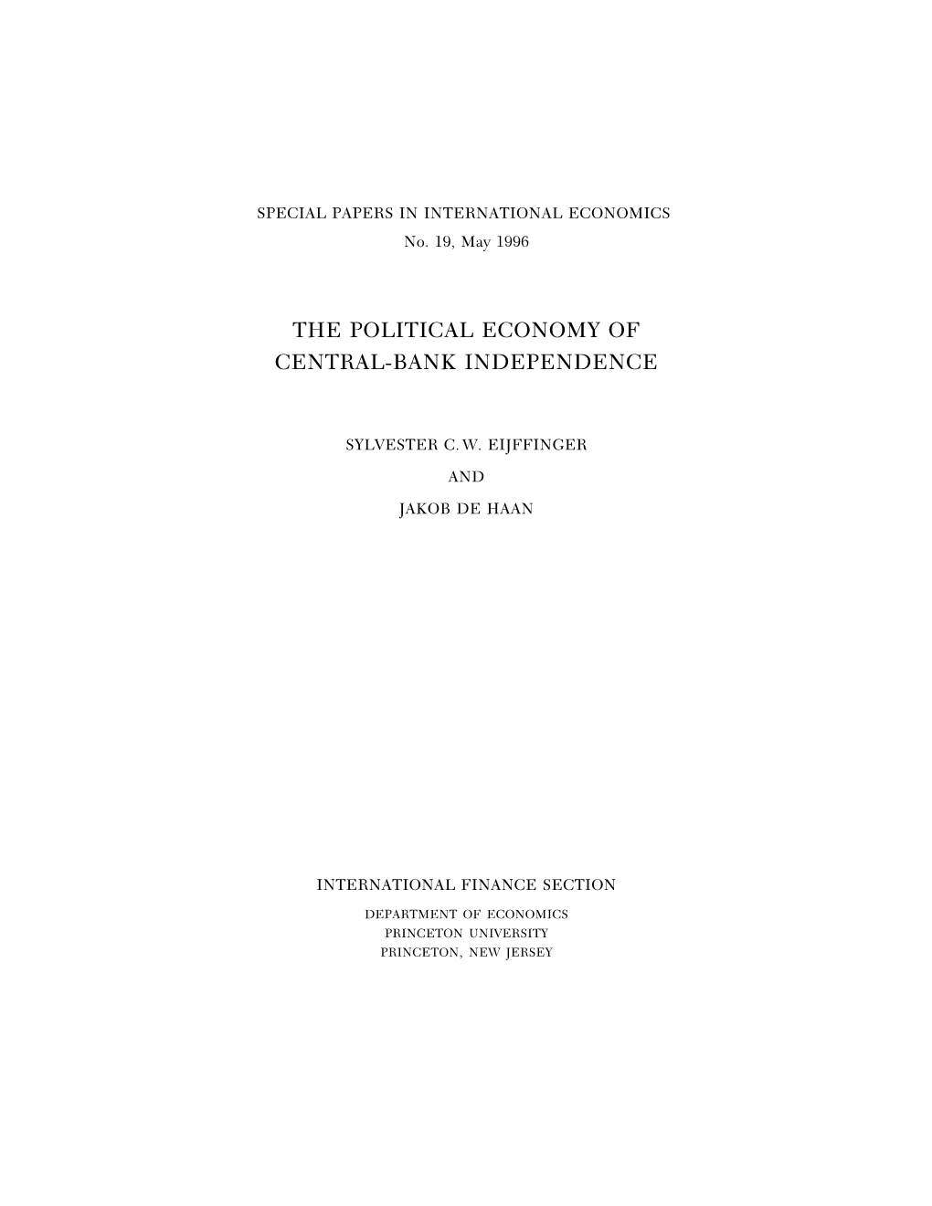The Political Economy of Central-Bank Independence
