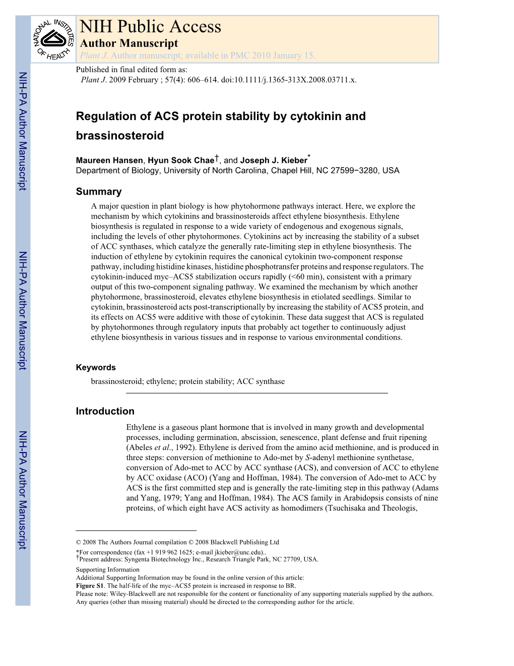 NIH Public Access Author Manuscript Plant J