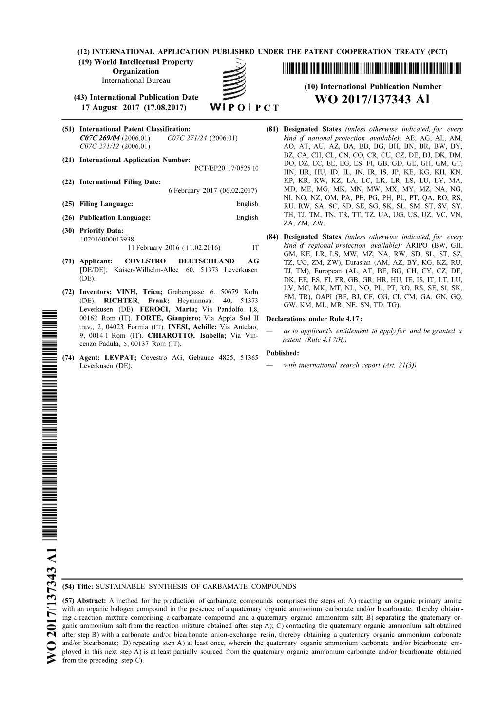 WO 2017/137343 Al 17 August 2017 (17.08.2017) P O P C T