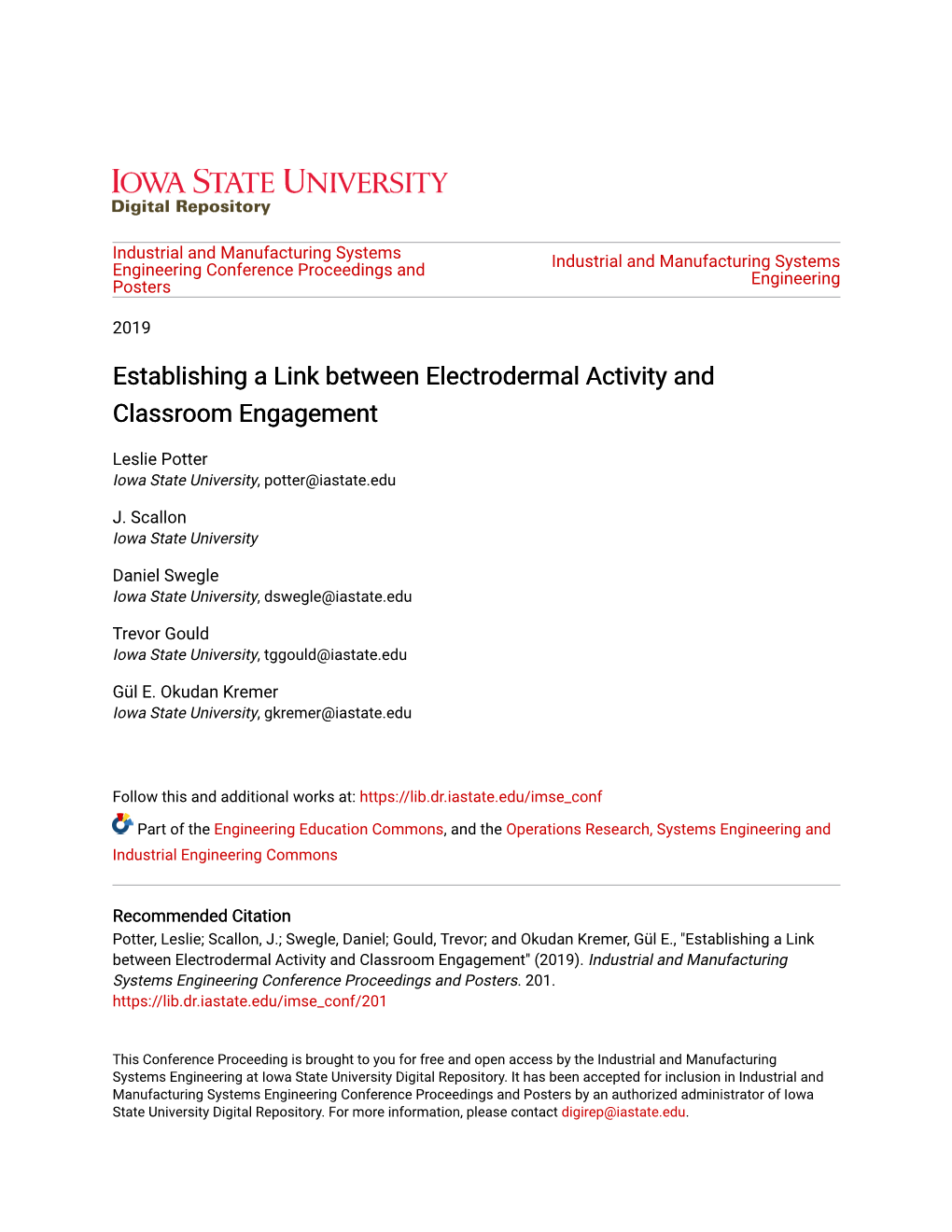 Establishing a Link Between Electrodermal Activity and Classroom Engagement