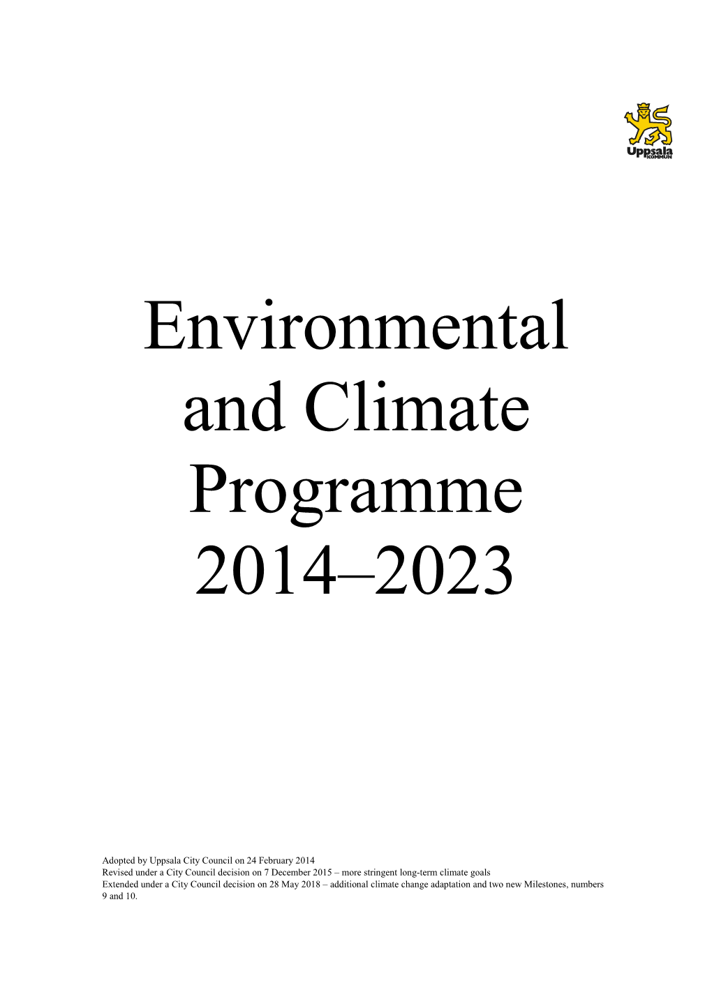 Environmental and Climate Programme 2014–2023