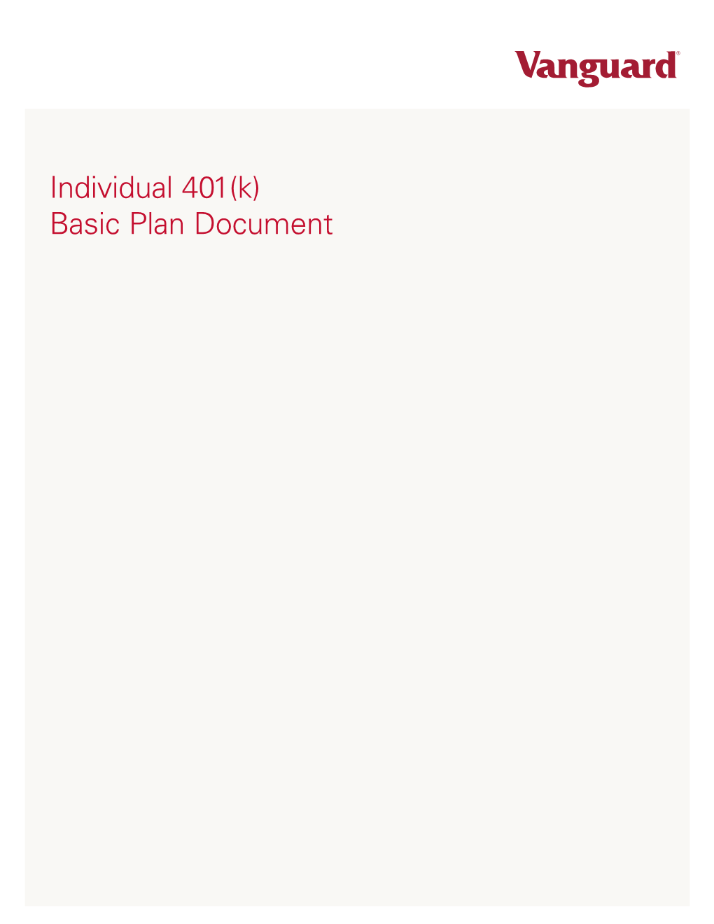 Individual 401(K) Basic Plan Document