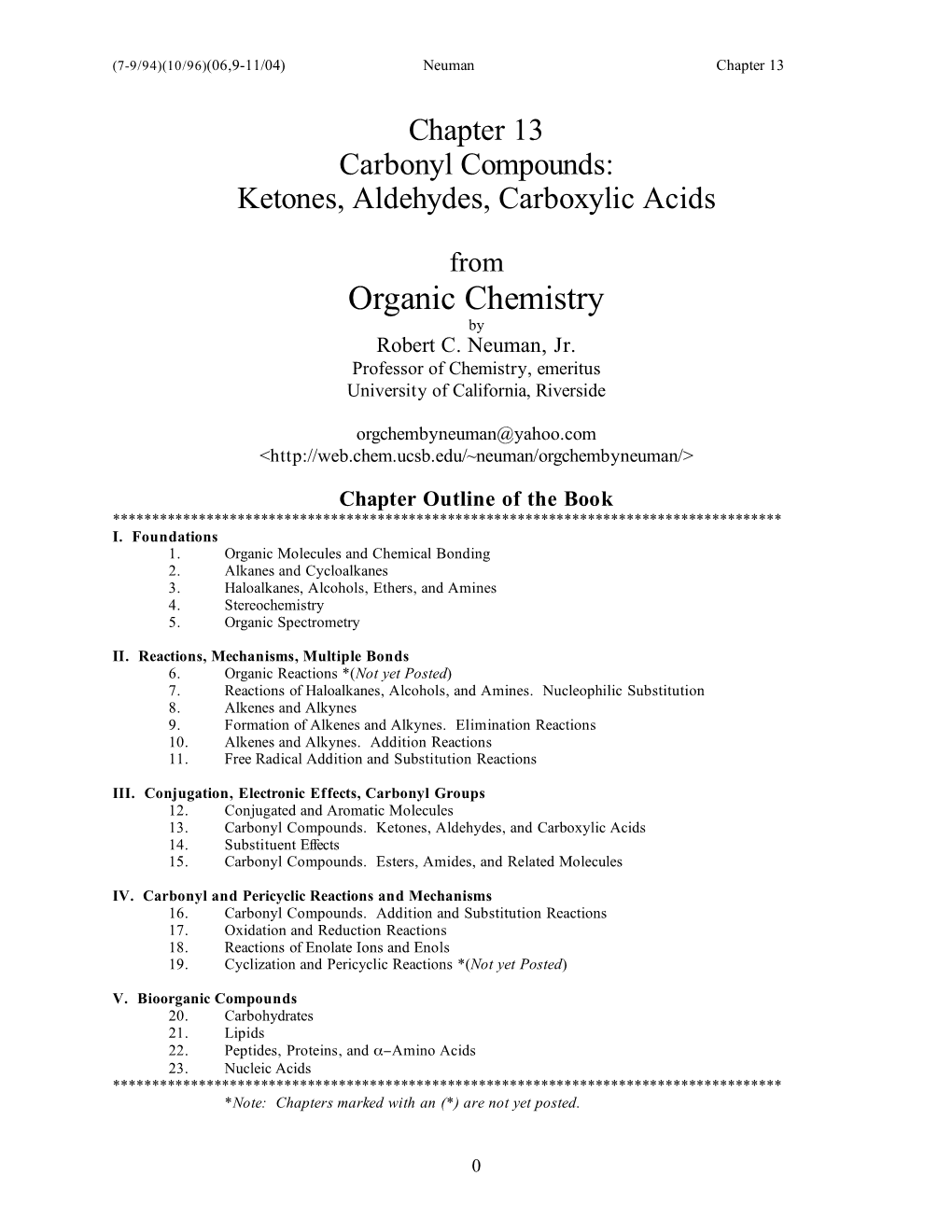 13. Carbonyl Compounds. Ketones, Aldehydes, and Carboxylic Acids 14