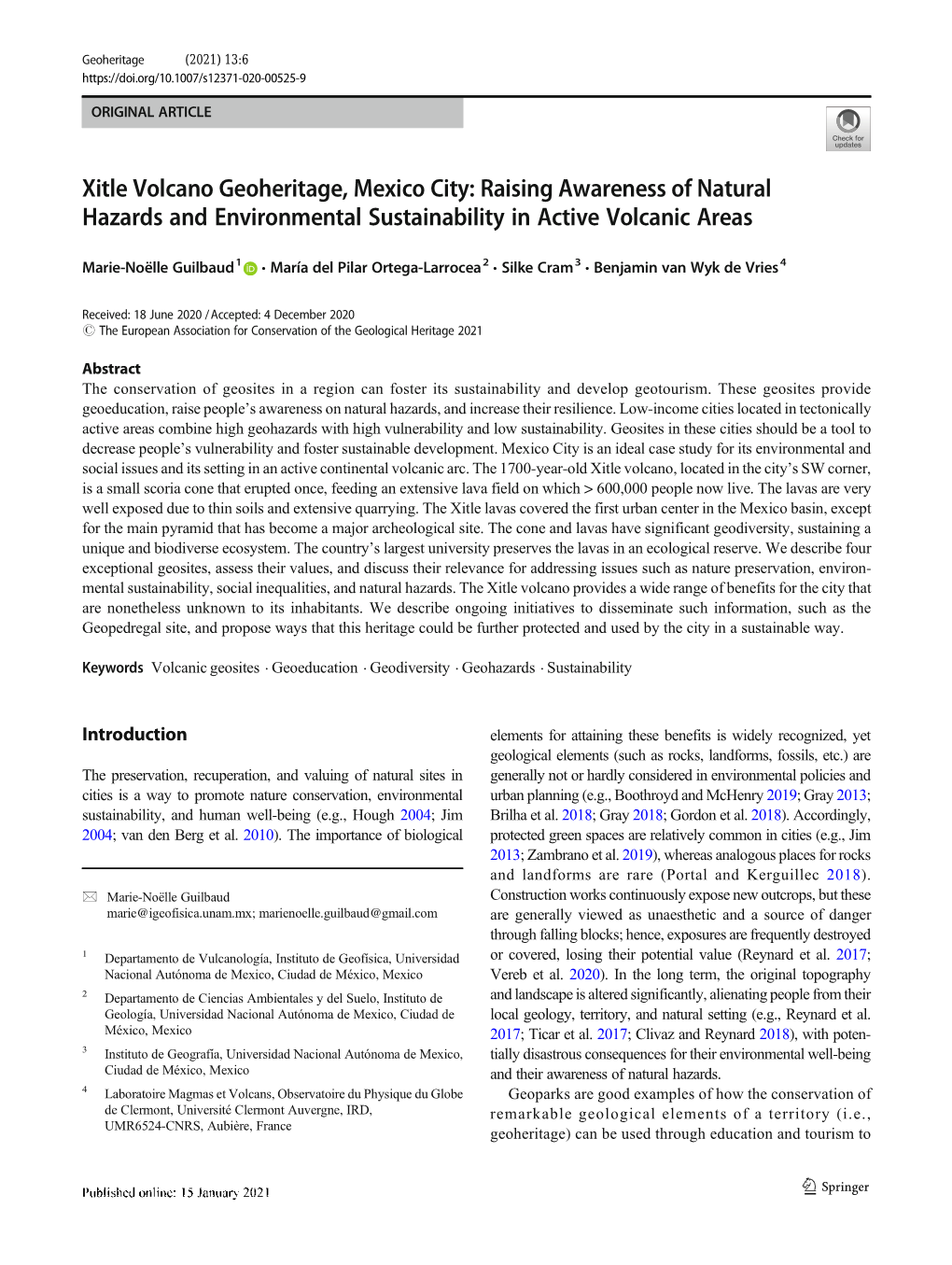 Xitle Volcano Geoheritage, Mexico City: Raising Awareness of Natural Hazards and Environmental Sustainability in Active Volcanic Areas