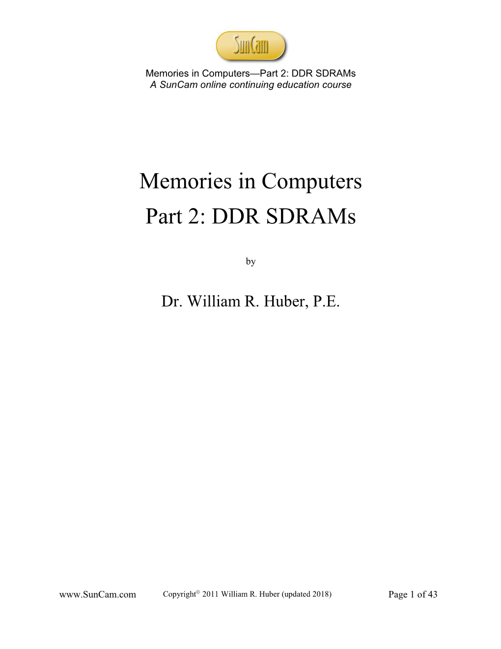 DDR Sdrams a Suncam Online Continuing Education Course